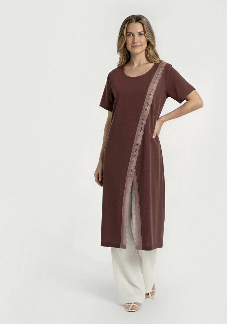 Туника из льна с кружевом Инга шир.  750, рис. 17