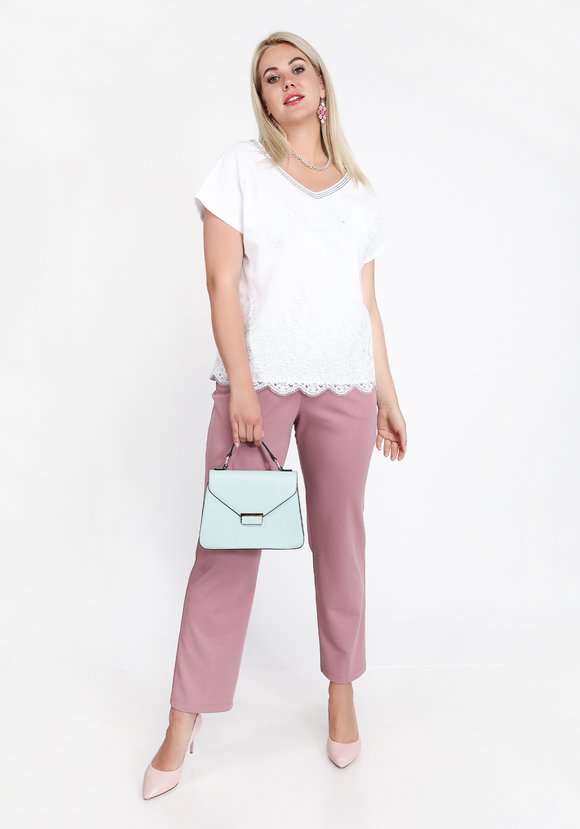 Блуза свободная с кружевной вставкой шир.  580, рис. 3