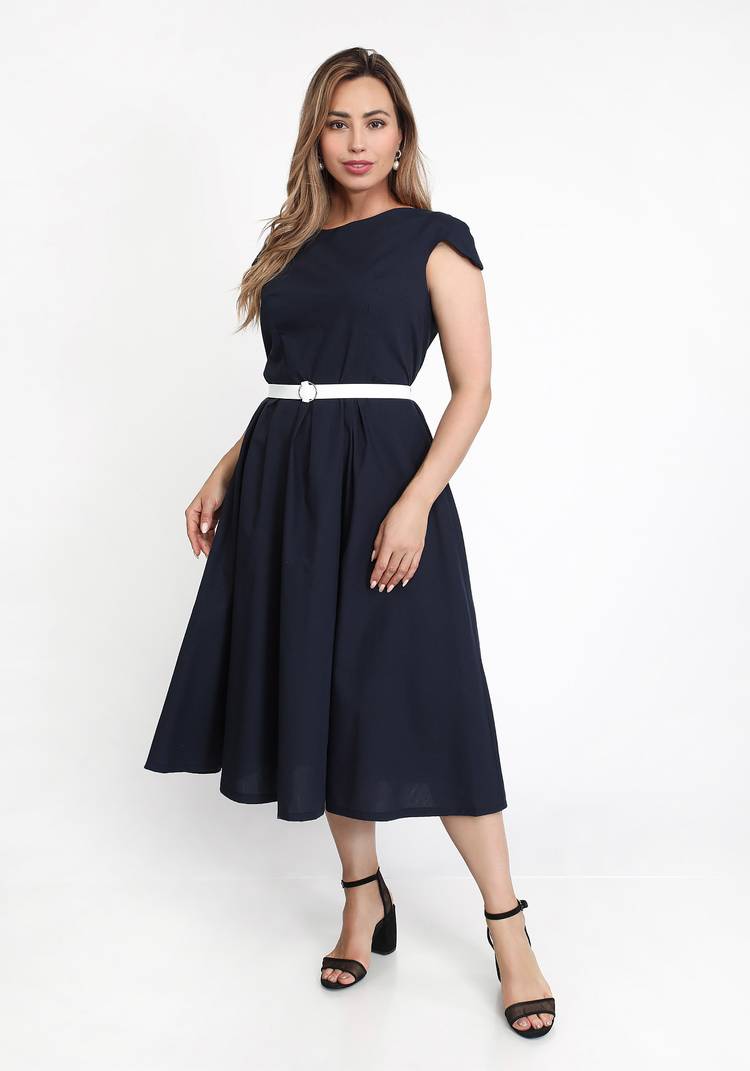 Платье с поясом и коротким рукавом шир.  750, рис. 3