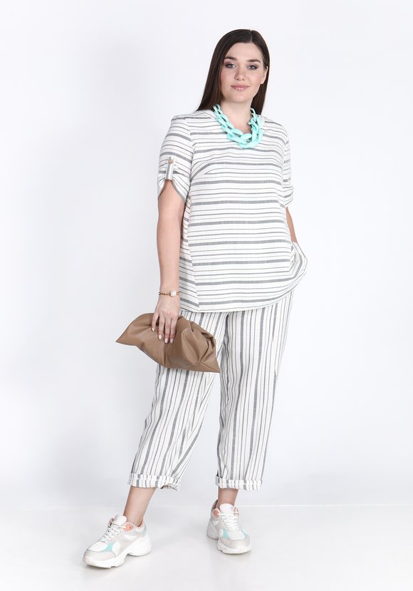 Туника с коротким рукавом в полоску шир.  580, рис. 1