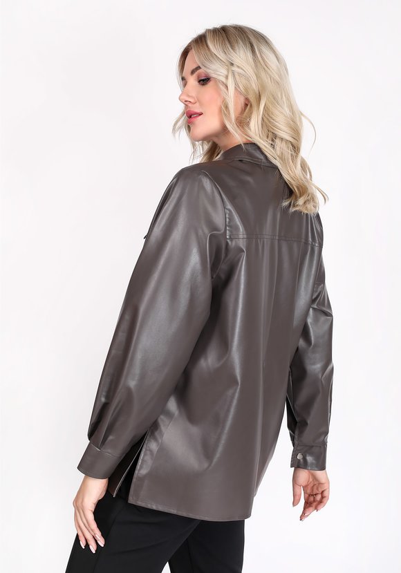 Рубашка из экокожи на кнопках шир.  580, рис. 7