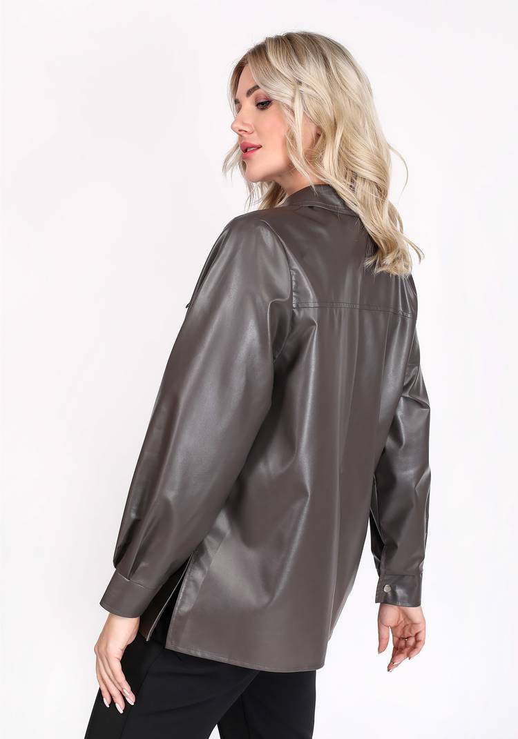 Рубашка из экокожи на кнопках шир.  750, рис. 7