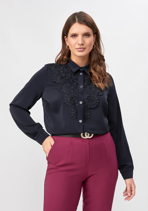 Блуза прямого кроя с ажурным кружевом шир.  580, рис. 29