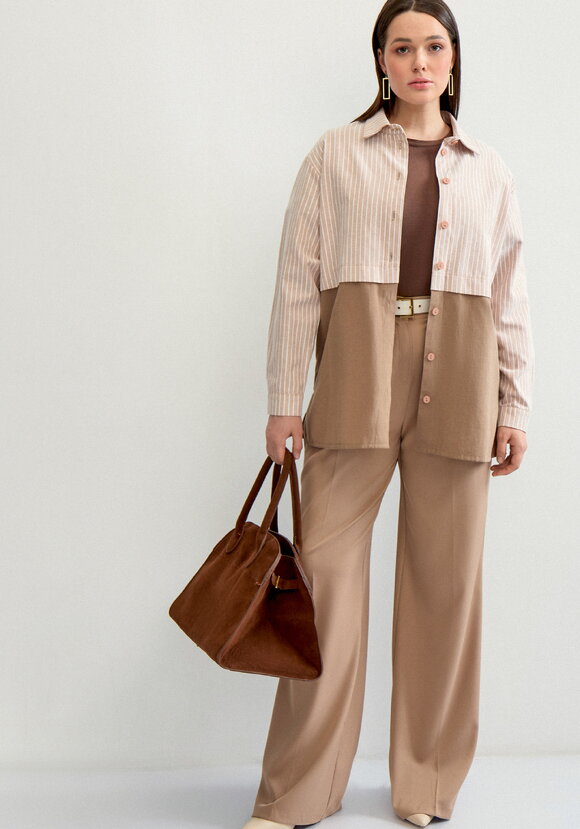 Рубашка с отрезной кокеткой в полоску шир.  580, рис. 2