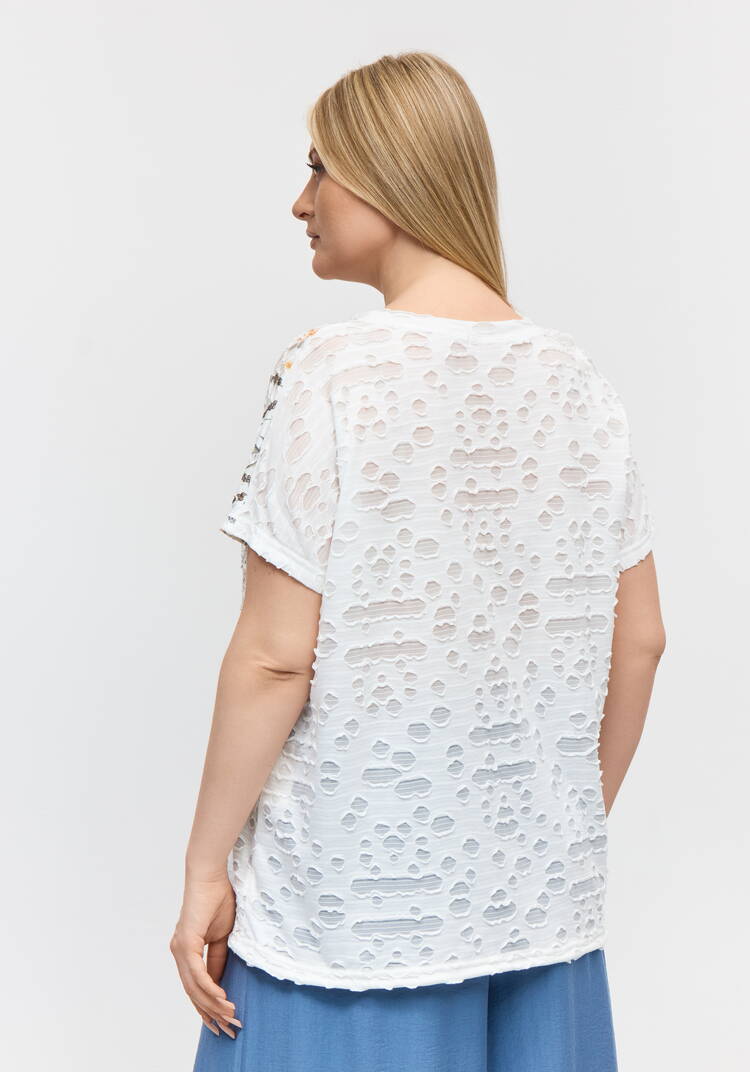 Блуза с принтом и завязками свободного кроя шир.  750, рис. 9