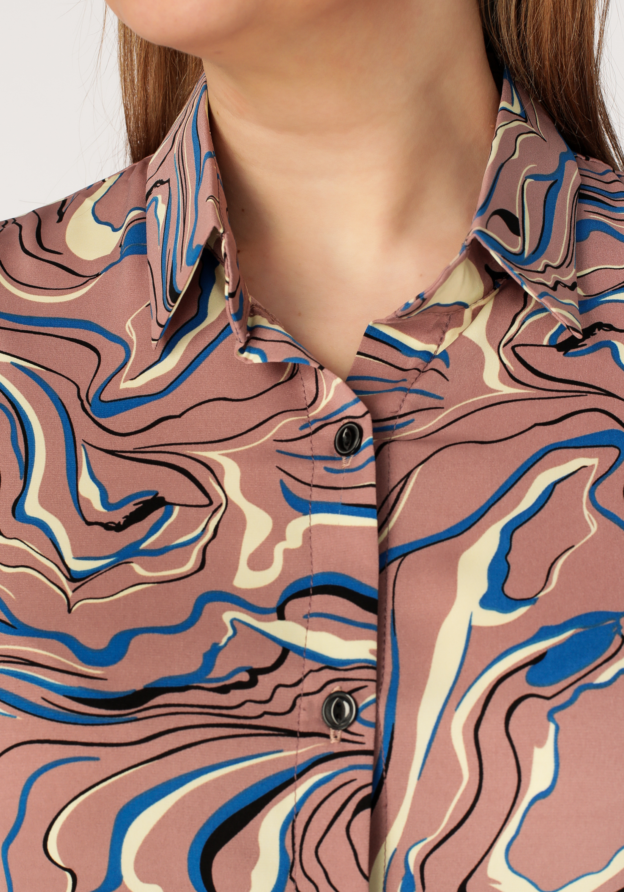 Блуза на пуговицах с принтом "Оливия", размер 56, цвет бежевый - фото 3