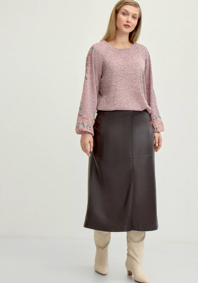 Джемпер с цветочными вставками по рукавам шир.  750, рис. 9