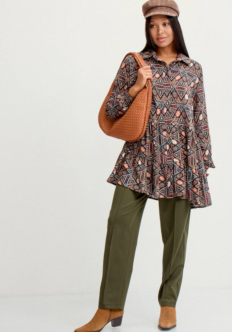 Блуза свободная с воланами по низу шир.  750, рис. 18