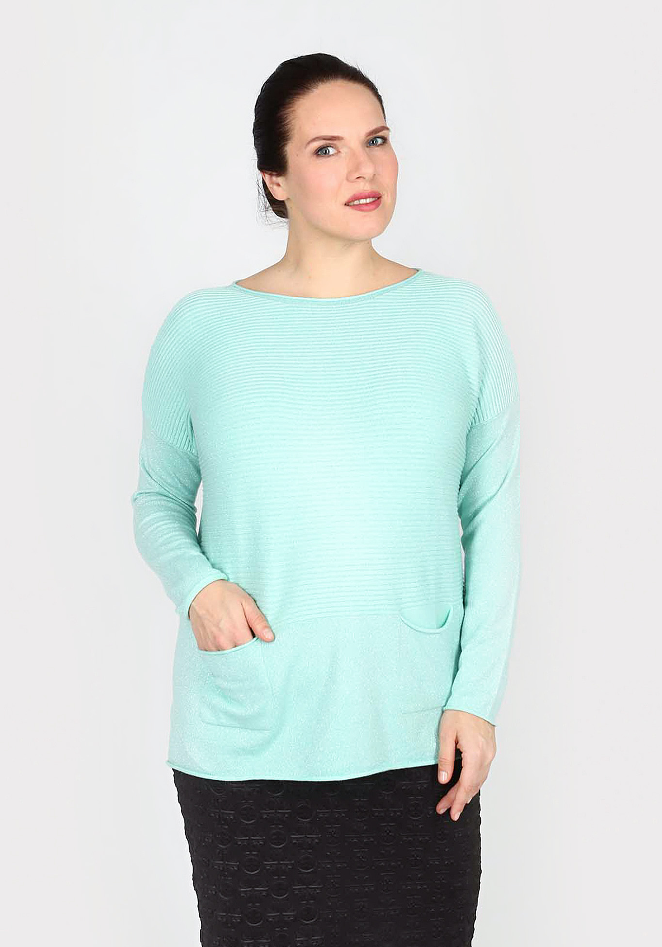 

Джемпер трикотажный с карманами, Бирюзовый