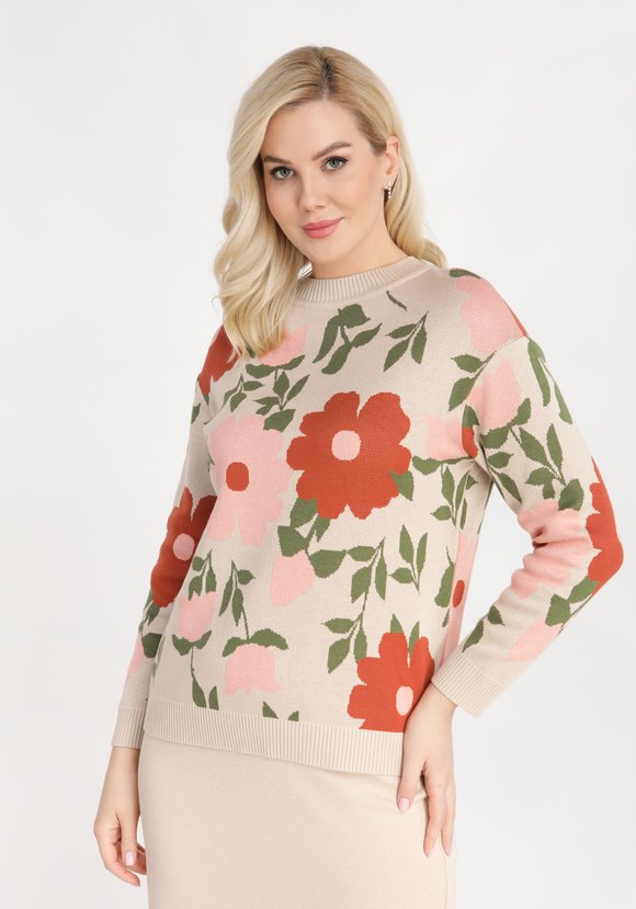 Джемпер прямой с крупным цветочным рисунком шир.  580, рис. 5