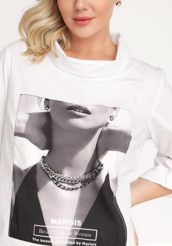 Блуза с декоративной цепочкой шир.  580, рис. 4