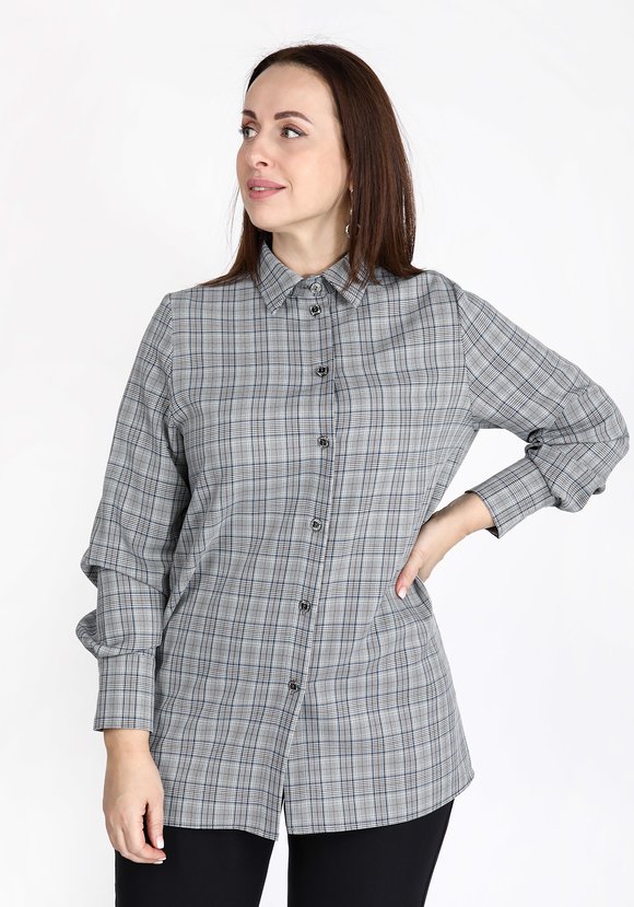 Рубашка прямого силуэта в клетку шир.  580, рис. 1