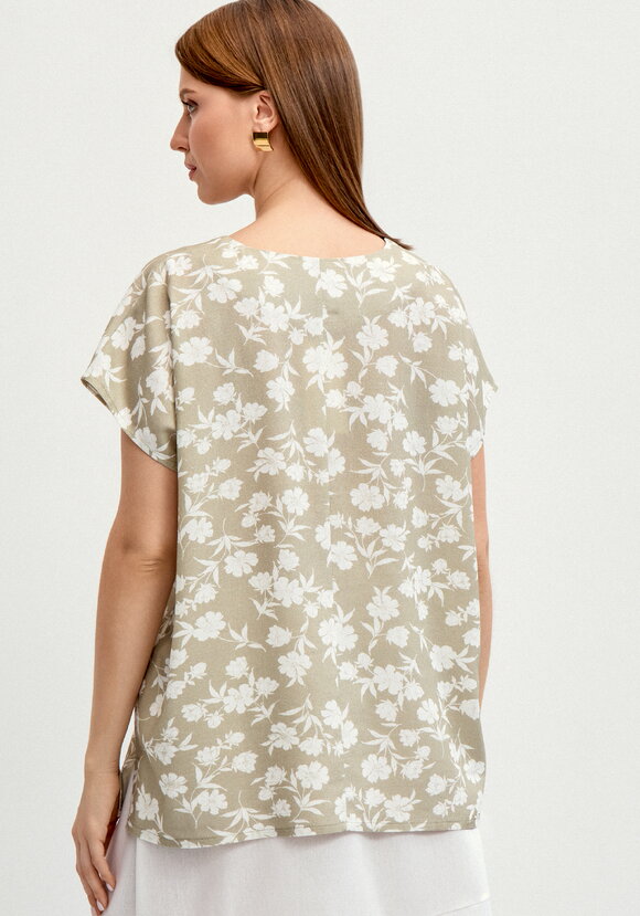 Блуза с коротким рукавом изо льна шир.  580, рис. 3