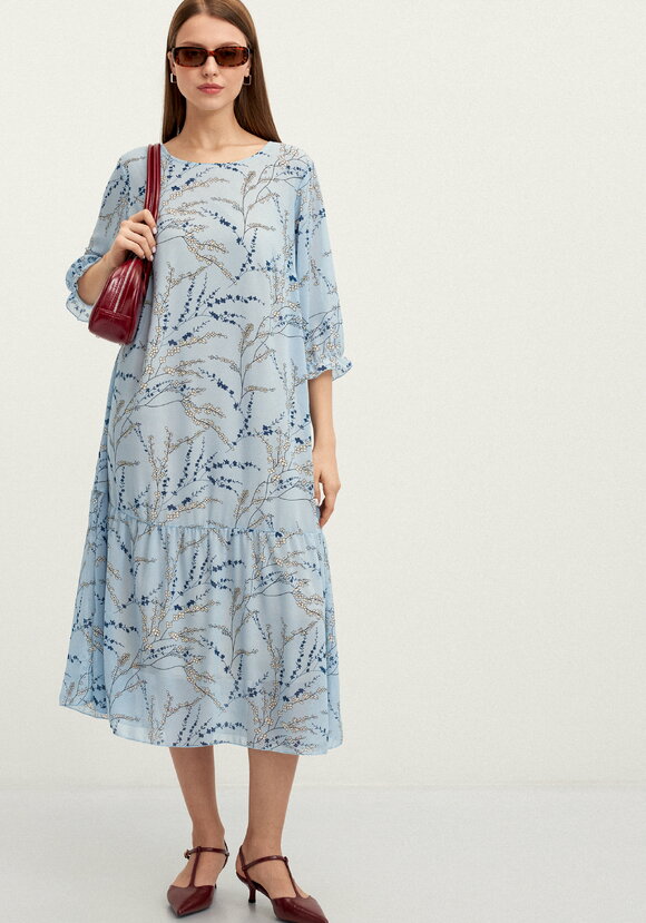 Платье с цветочным принтом шифоновое шир.  580, рис. 1