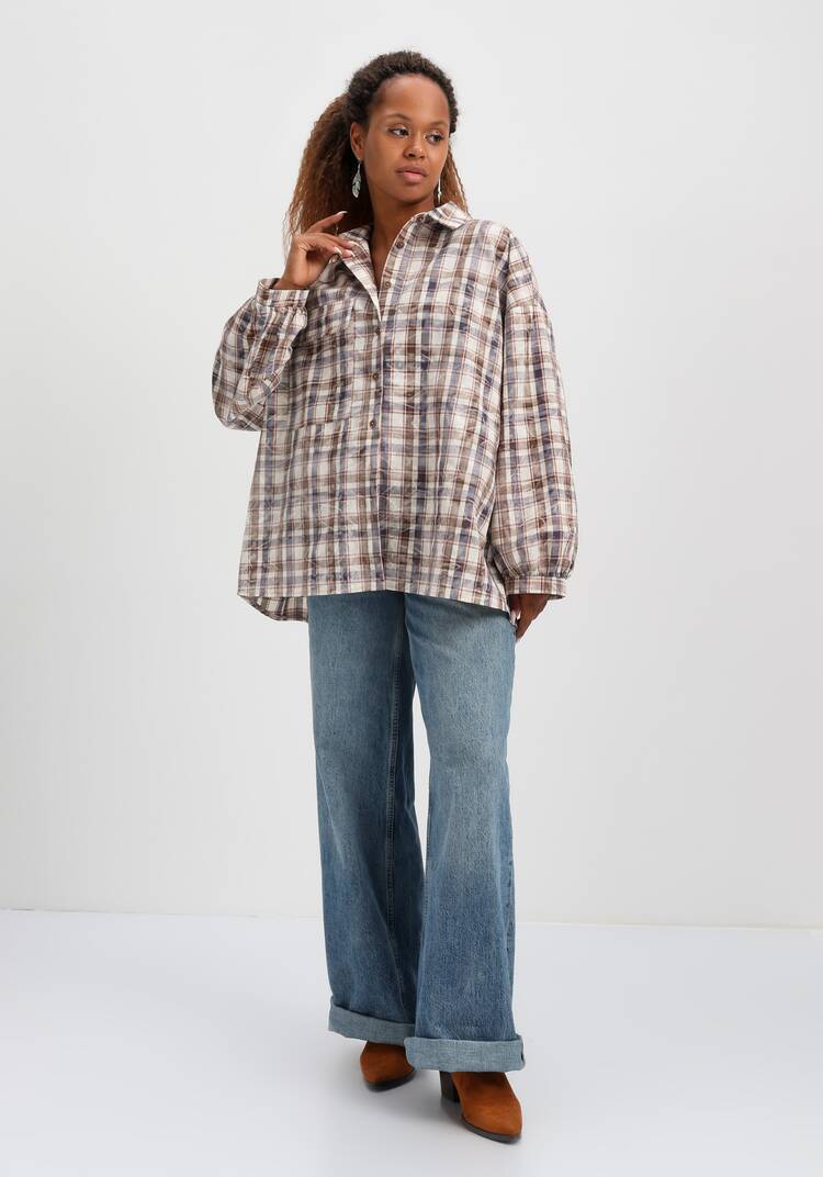 Рубашка в клетку свободного кроя шир.  750, рис. 8