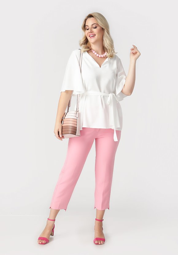 Блуза А-силуэта с поясом шир.  580, рис. 16