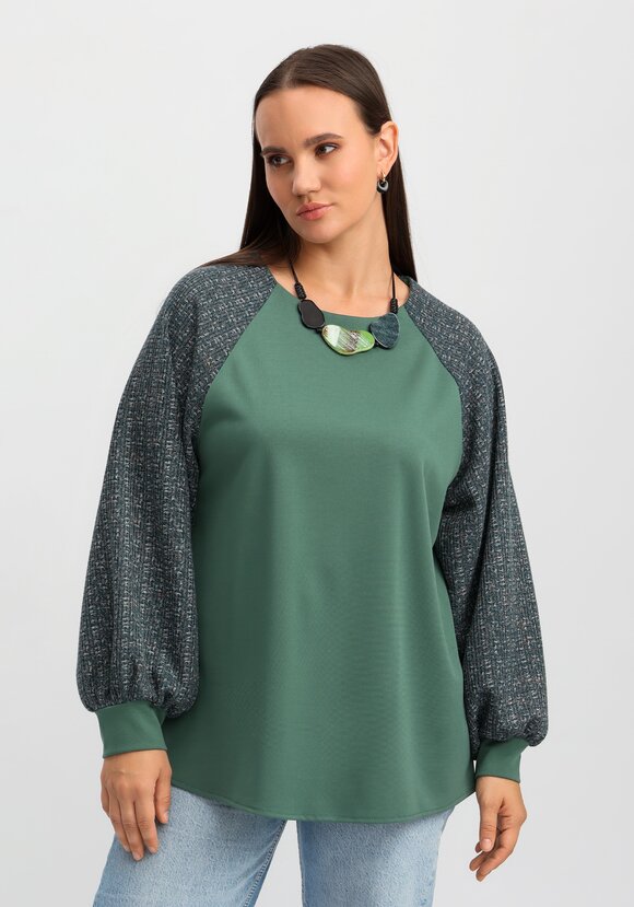 Блуза комбинированная свободного кроя шир.  580, рис. 17
