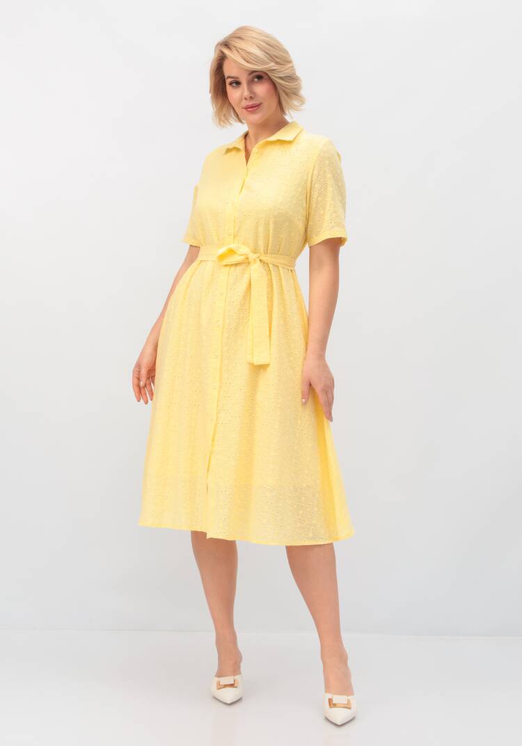 Платье из хлопка с поясом шир.  750, рис. 40