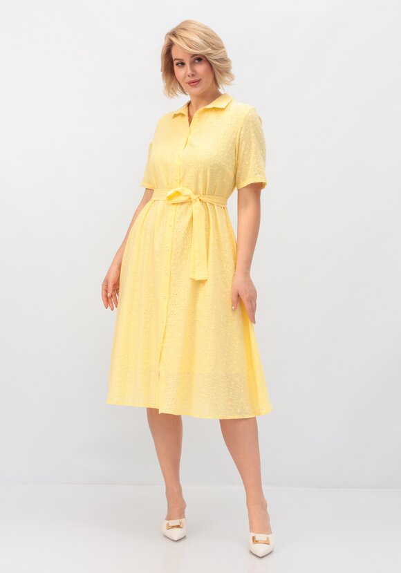 Платье из хлопка с поясом шир.  580, рис. 40