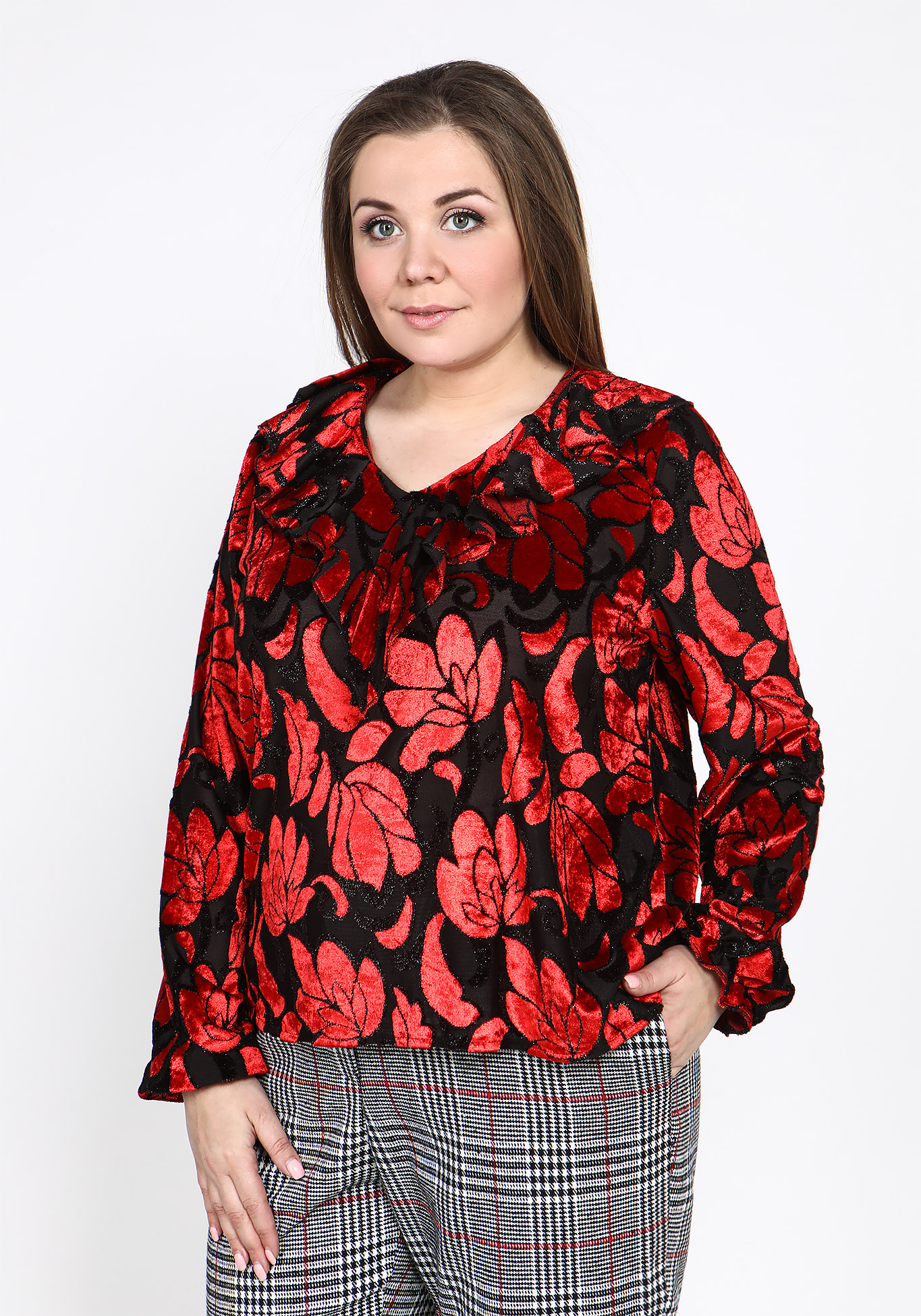 Блуза "Бархатная роза" Pretty Woman, размер 62, цвет баклажановый - фото 10
