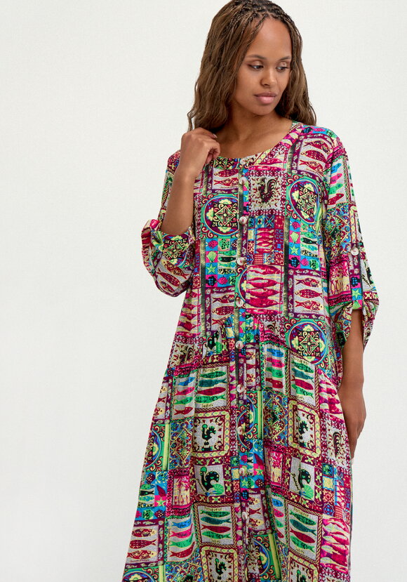 Удлиненное платье свободного кроя с принтом шир.  580, рис. 10