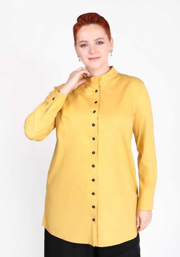 Блуза на пуговицах с воротником-стойкой шир.  580, рис. 7