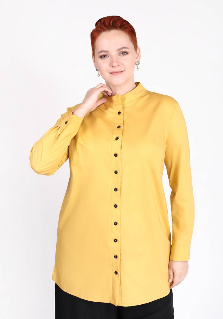 Блуза на пуговицах с воротником-стойкой шир.  750, рис. 7