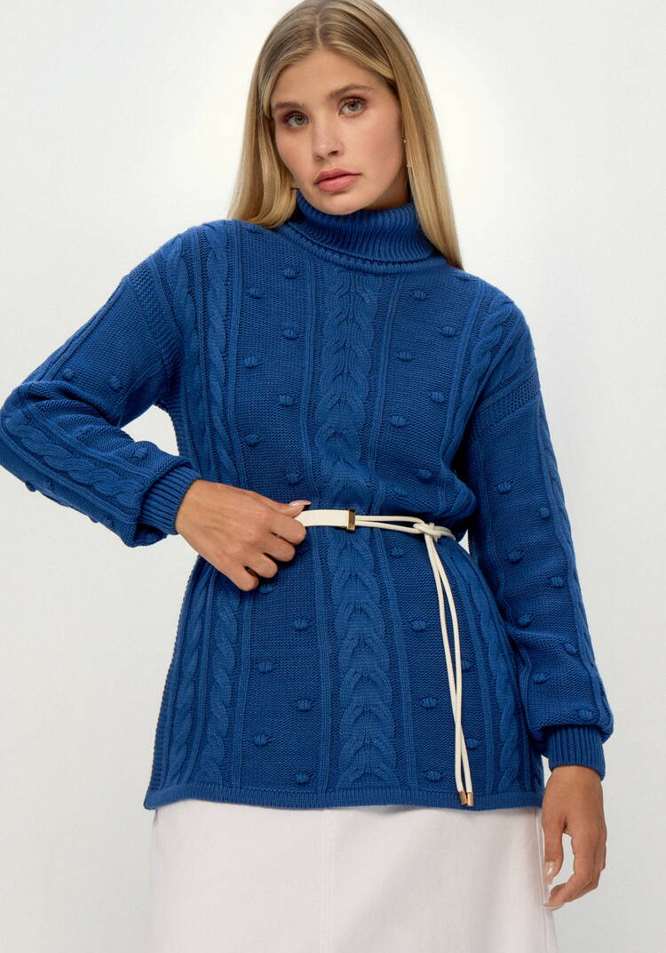 Джемпер с высокой горловиной и косами шир.  750, рис. 49