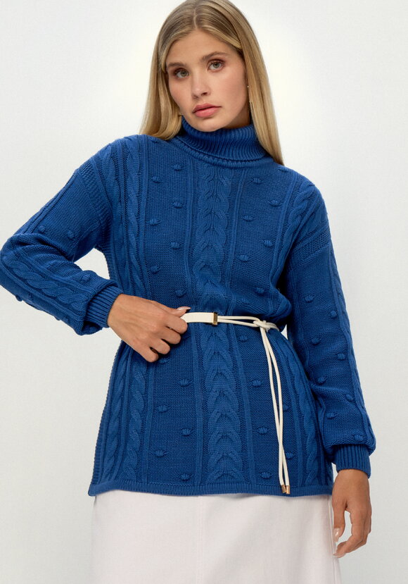 Джемпер с высокой горловиной и косами шир.  580, рис. 49