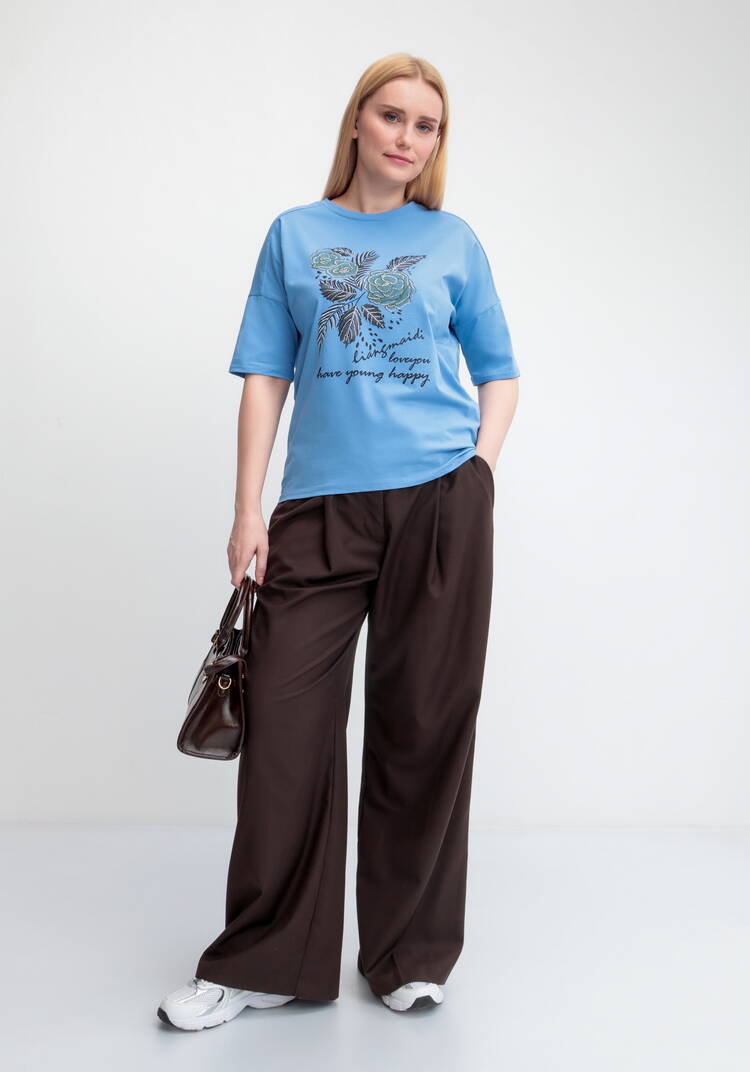 Футболка с принтом Зеленый цветок шир.  750, рис. 32