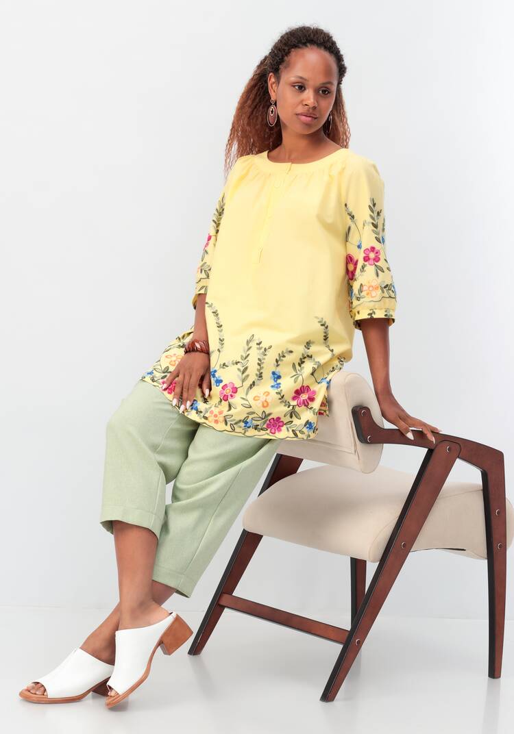 Блуза с цветочной вышивкой и рукавом реглан шир.  750, рис. 10