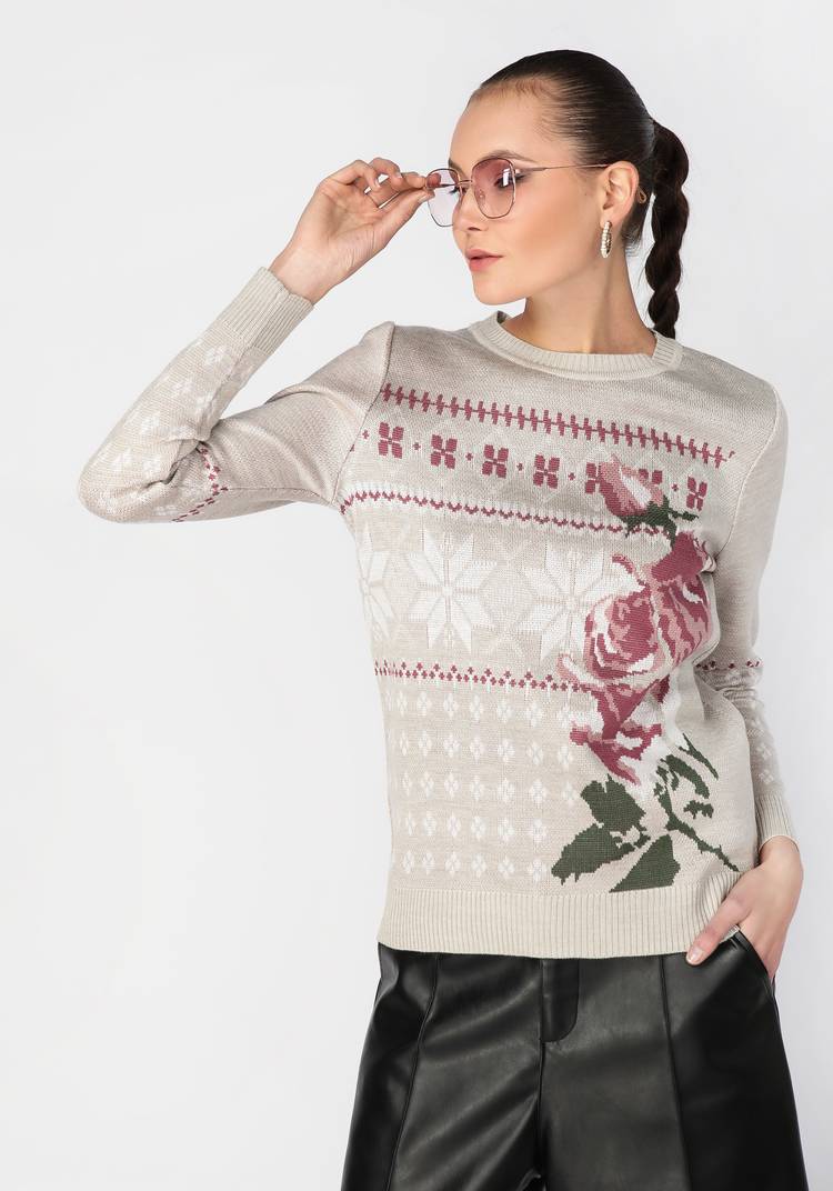 Джемпер женский с крупной розой шир.  750, рис. 7