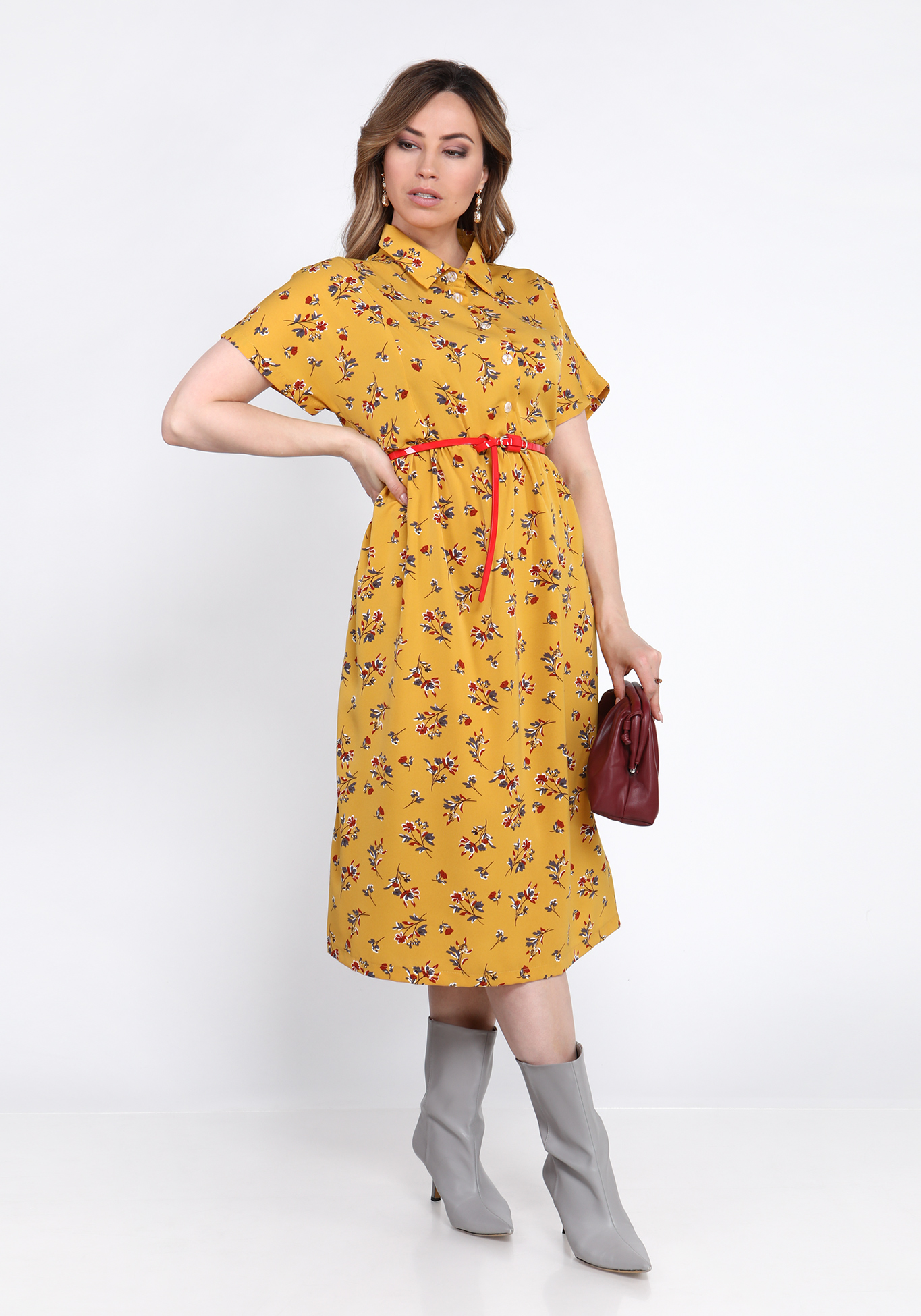 Платье длины миди Bianka Modeno, размер 48, цвет горчичный - фото 2