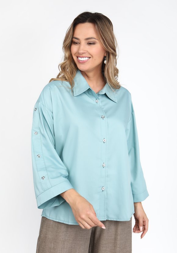 Блуза с пуговками на рукавах шир.  580, рис. 5