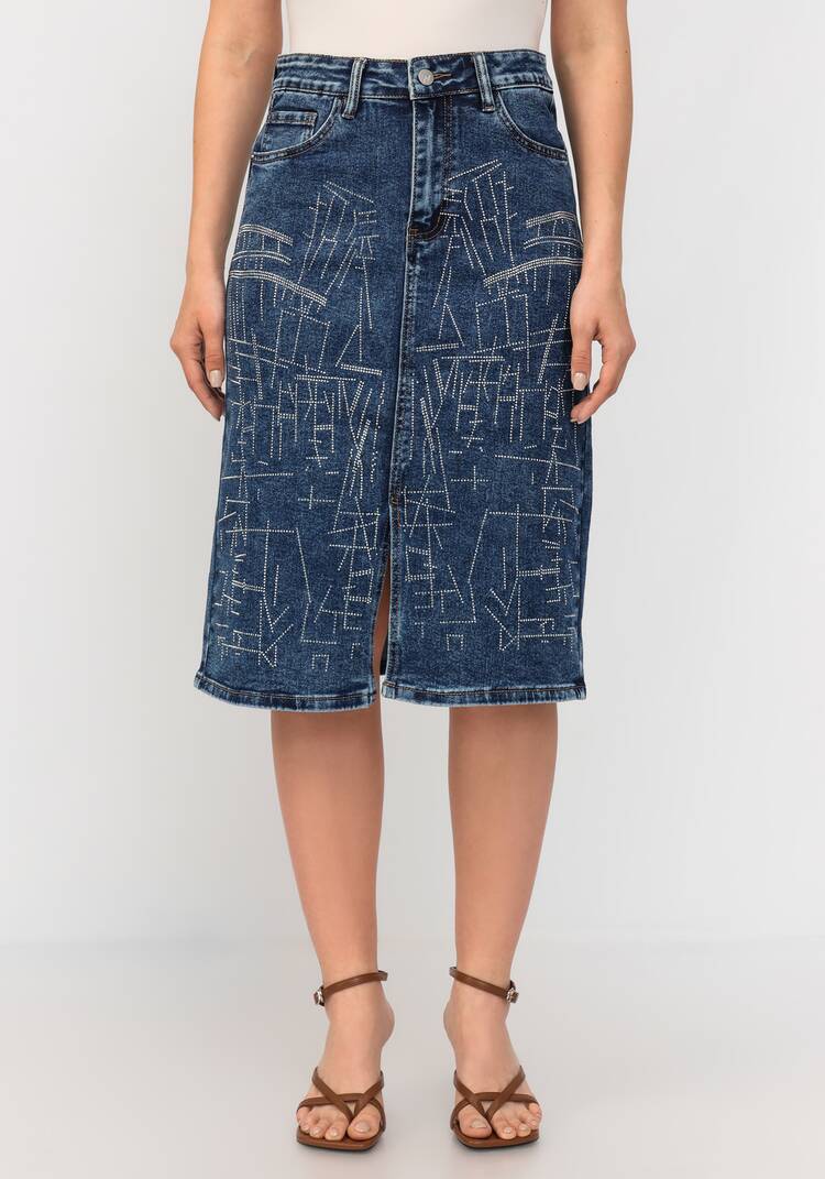 Юбка джинсовая со стразами шир.  750, рис. 4