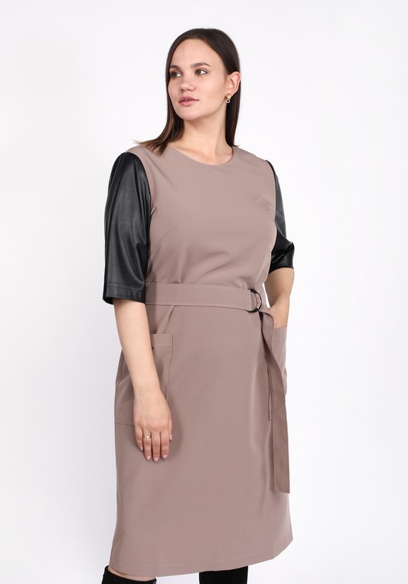 Платье с рукавами из экокожи шир.  580, рис. 5