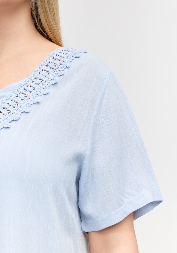 Блуза с кружевной отделкой свободного кроя шир.  580, рис. 12