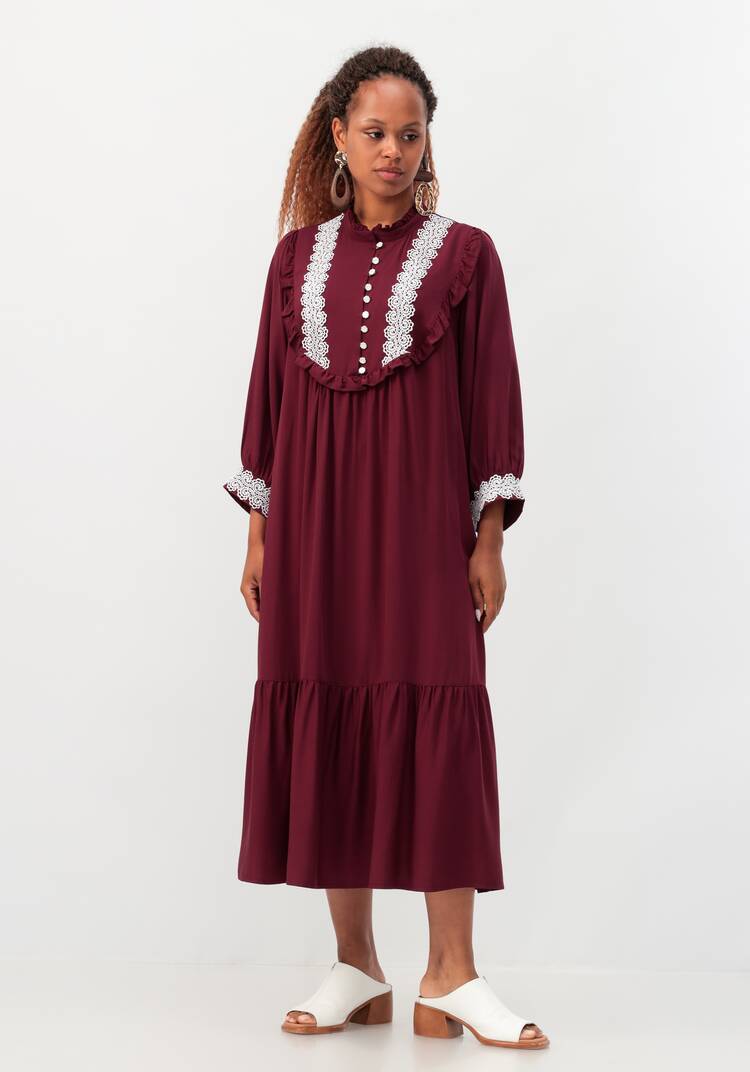 Платье с воротником-стойкой и кружевом шир.  750, рис. 12