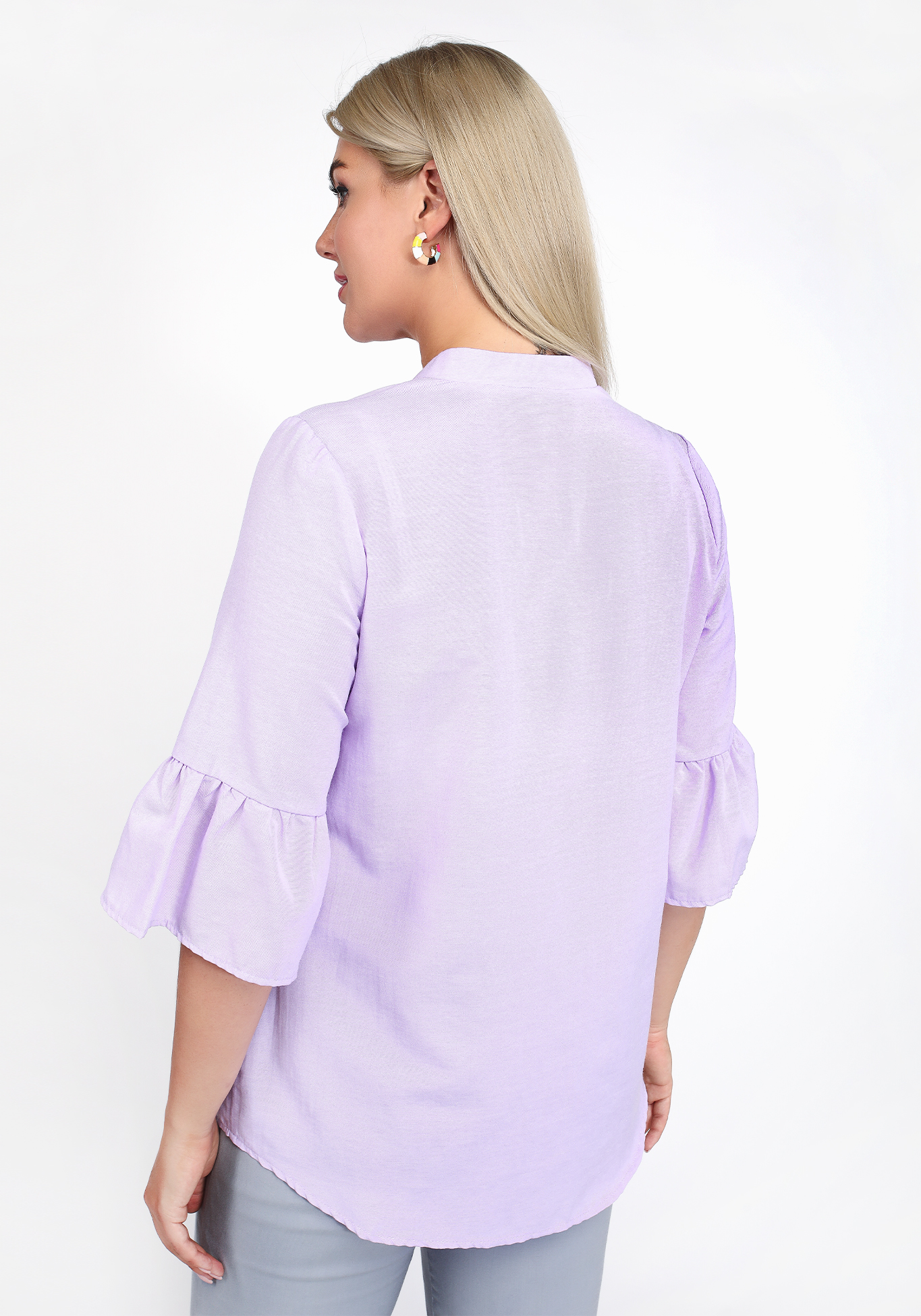 Блуза с расклешенным рукавом А-силуэта Manhattan, размер 48, цвет лавандовый - фото 6