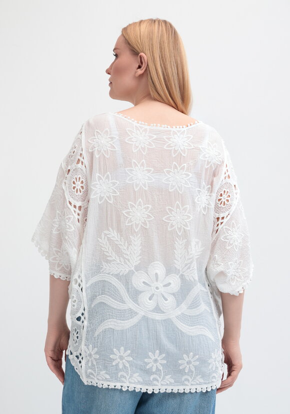 Блуза свободная с кружевным шитьем шир.  580, рис. 9