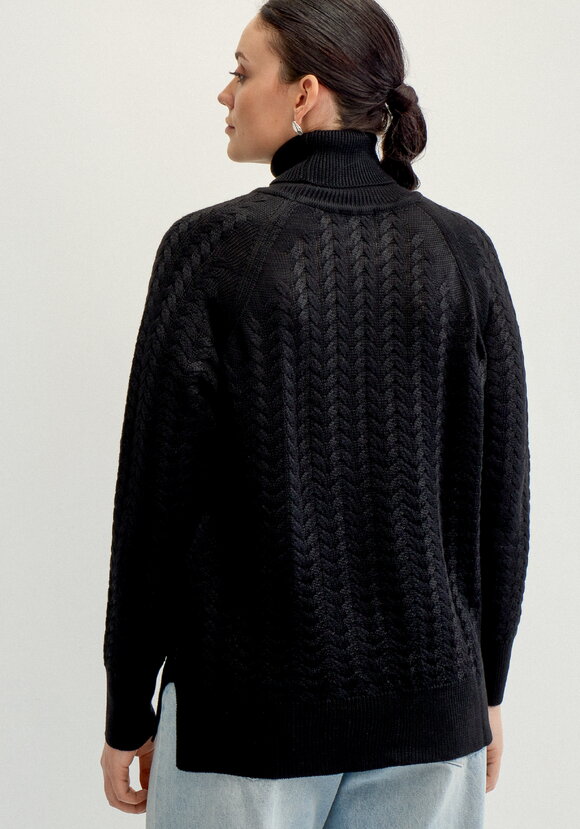 Свитер вязаный с косами и высоким горлом шир.  580, рис. 4