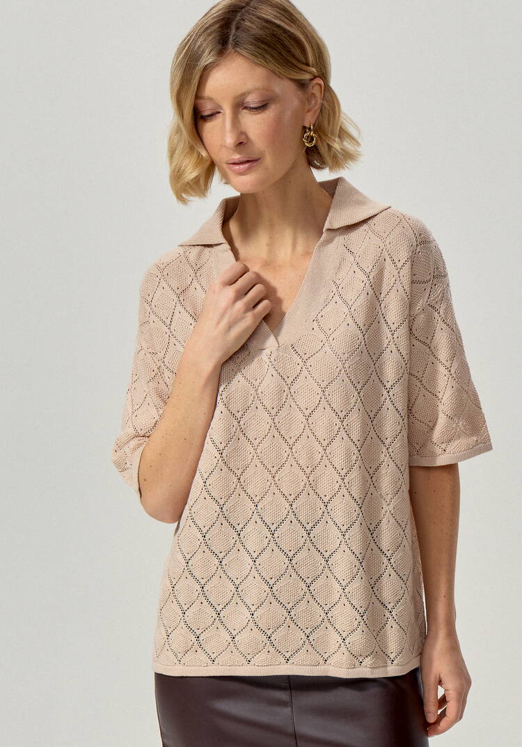 Джемпер-поло с ажурным рисунком шир.  750, рис. 3