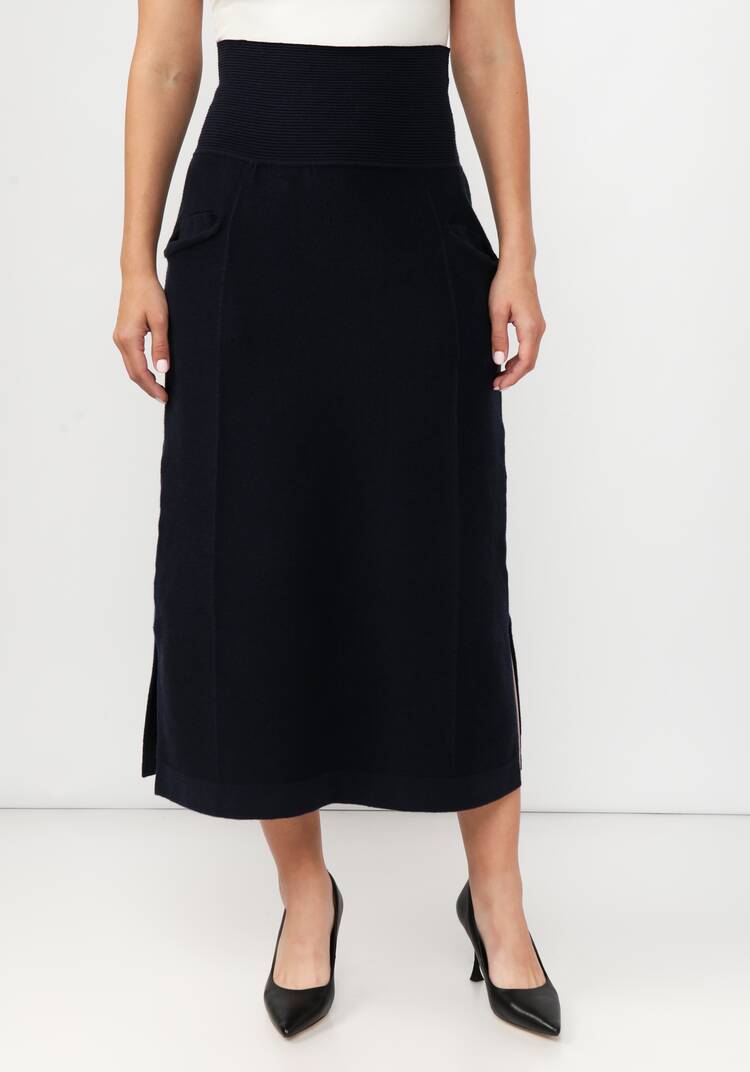 Юбка вязаная с высоким поясом шир.  750, рис. 4