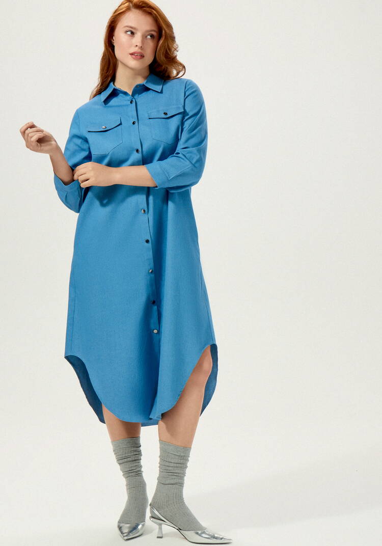 Платье-рубашка А-силуэта на кнопках шир.  750, рис. 16