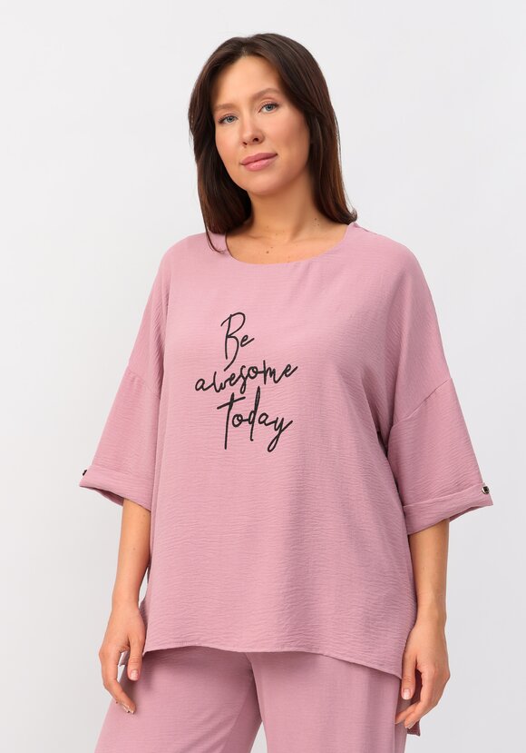 Костюм: брюки и блуза с лаконичным принтом шир.  580, рис. 42