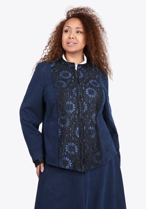 Пиджак на пуговицах с кружевной отделкой шир.  580, рис. 2
