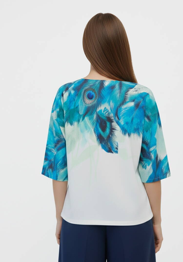 Джемпер с принтом Перья шир.  750, рис. 3