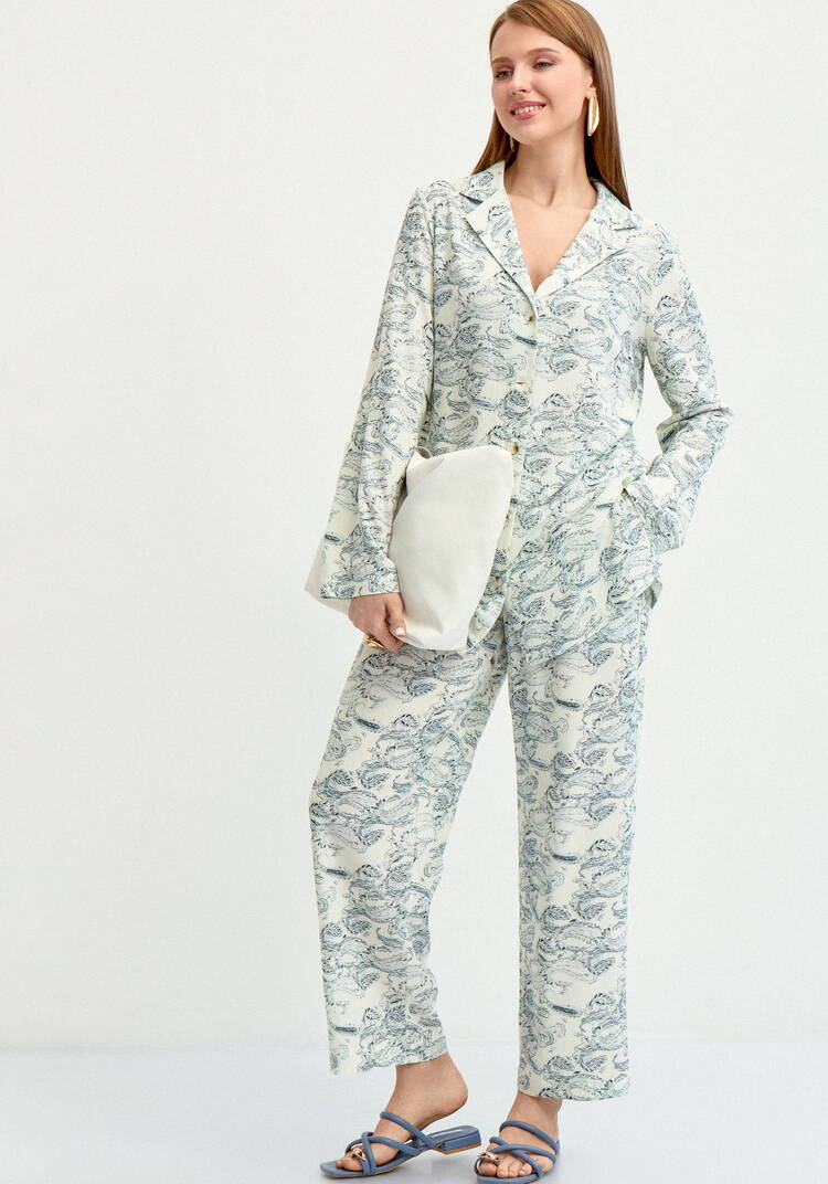 Брюки из льна пpямые шир.  750, рис. 9