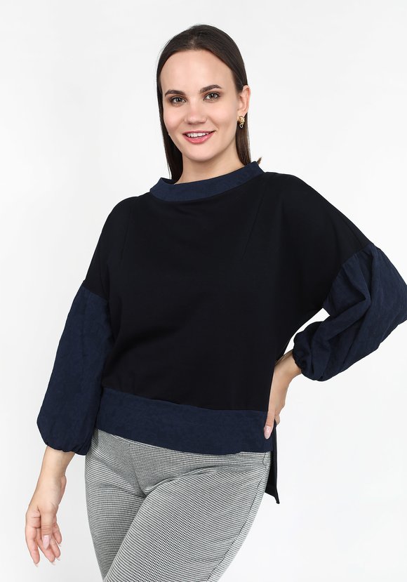 Джемпер из двух видов ткани шир.  580, рис. 1