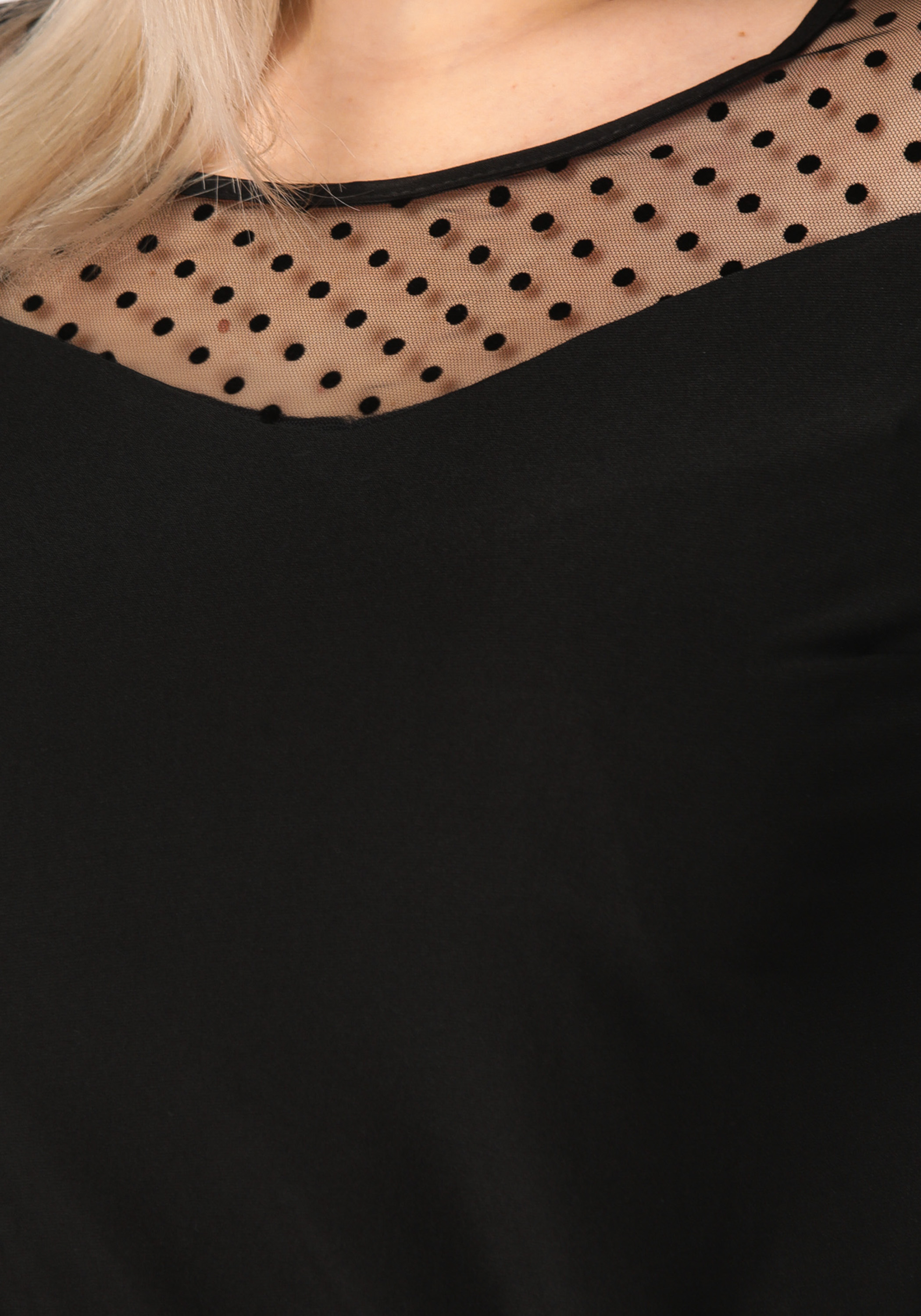 Лонгслив женский с кокеткой из сетки «Маринета» СКС, размер 50, цвет черный - фото 4